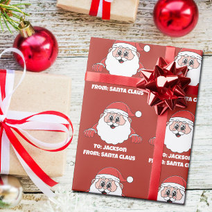 Papier Cadeau Joli rouge personnalisé du Père Noël
