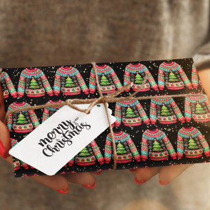 Papier Cadeau Joli sapin de Noël sur laide pull de Noël