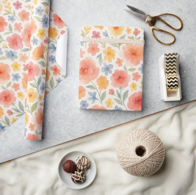 Papier Cadeau Joli Shabby Chic Floral Motif (Artisanat)