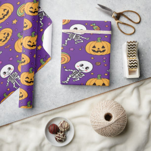 Papier Cadeau Joli Skeleton Amusant Pour Halloween