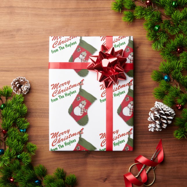 Papier Cadeau Joli Snowman Noël Stocker Blanc Personnalisé (Cadeau de vacances)