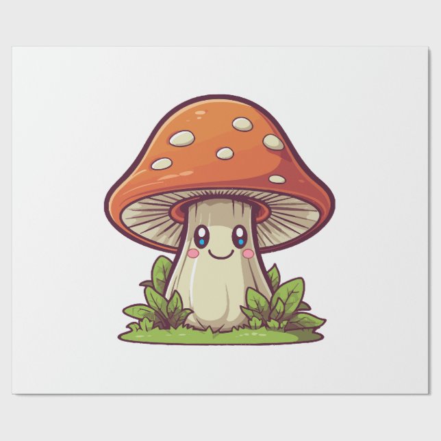 Papier Cadeau Joli style kawaii, Cueillette de champignons (Plat)