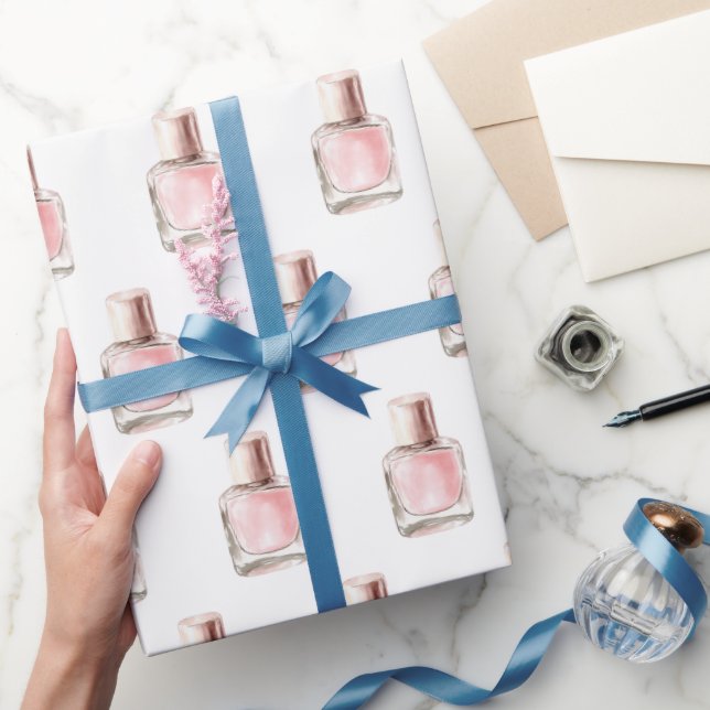 Papier Cadeau Joli vernis à ongles rose blanc pour enterrement d (Cadeaux)