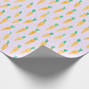 Papier Cadeau Jolie aquarelle Carottes lilas