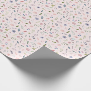 Papier Cadeau Jolie aquarelle motif floral rose