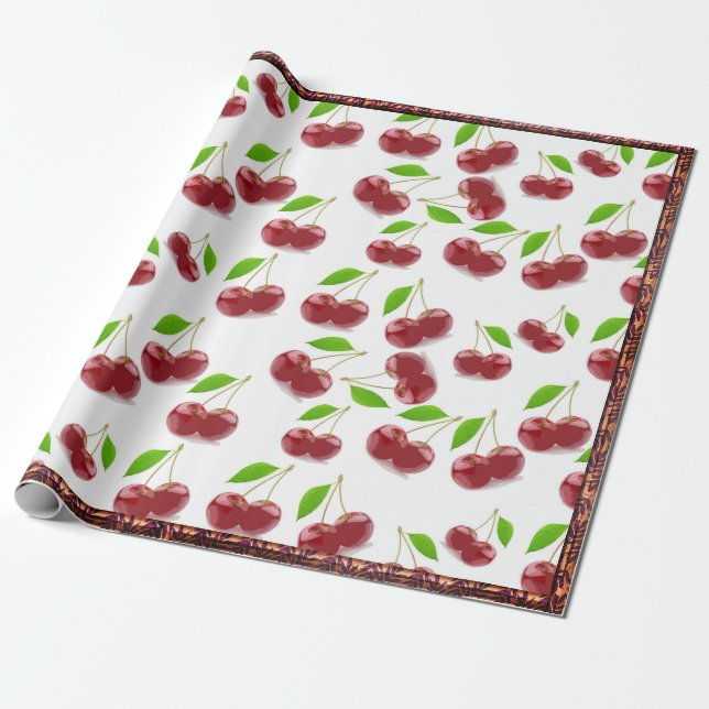 Papier Cadeau Jolie cerise rouge (Déroulé)