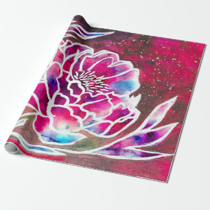 Papier Cadeau Jolie Dahlia Rose Fille Jolie Aquarelle Florale
