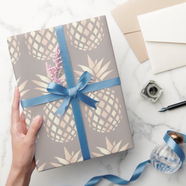 Papier Cadeau Jolie élégante cuivre rose or ananas & gris (Cadeaux)