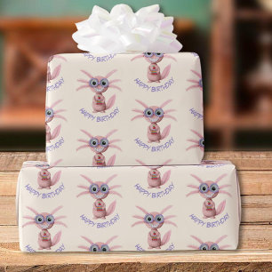 Papier Cadeau Jolie fête d'anniversaire avec des livres personna