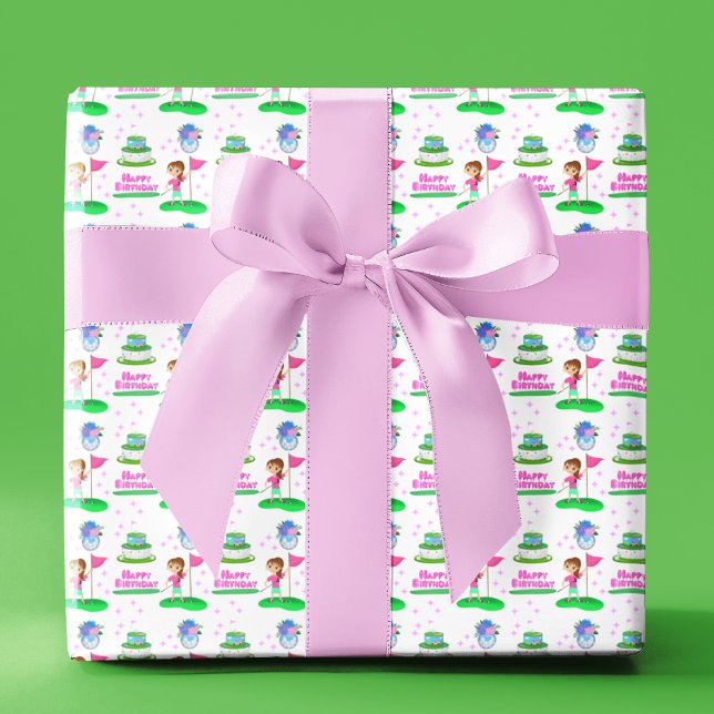 Papier Cadeau Jolie fille Chibi anniversaire thème de golf pour  (Créateur téléchargé)