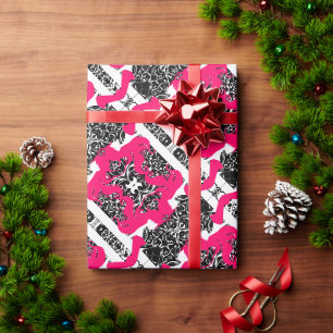 Papier Cadeau Jolie fille décorative à la mode noire et blanche