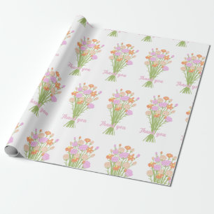 Papier Cadeau Jolie Fleur Sauvage Pastel Mariage Remerciement