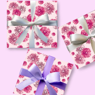 Papier Cadeau Jolie gerbera marguerite rose florale