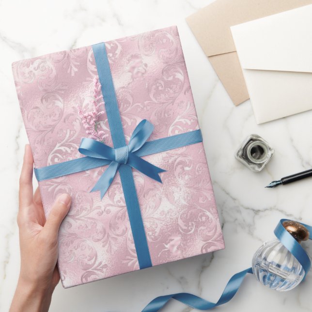 Papier Cadeau Jolie Glam Rose Pâle Élégante Baby Shower (Cadeaux)