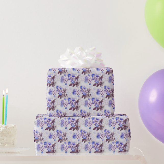 Papier Cadeau Jolie impression de fleurs violettes (Cadeaux de fête)