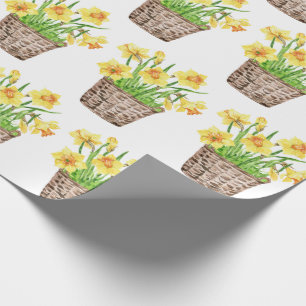 Papier Cadeau Jolie jonquille de printemps Panier floral