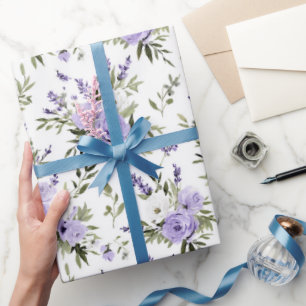 Papier Cadeau Jolie Mariage Fleurs de Lavande