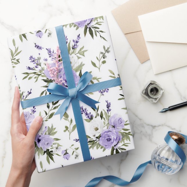 Papier Cadeau Jolie Mariage Fleurs de Lavande (Cadeaux)
