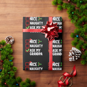 Papier Cadeau Jolie méchant liste de Noël de famille demande à m
