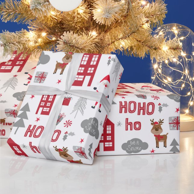 Papier Cadeau Jolie Noël Père Noël Reindeer Vacances d'hiver (Vacances)