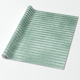 Papier Cadeau Jolie Parties scintillant verte Mint Ombre Stripes