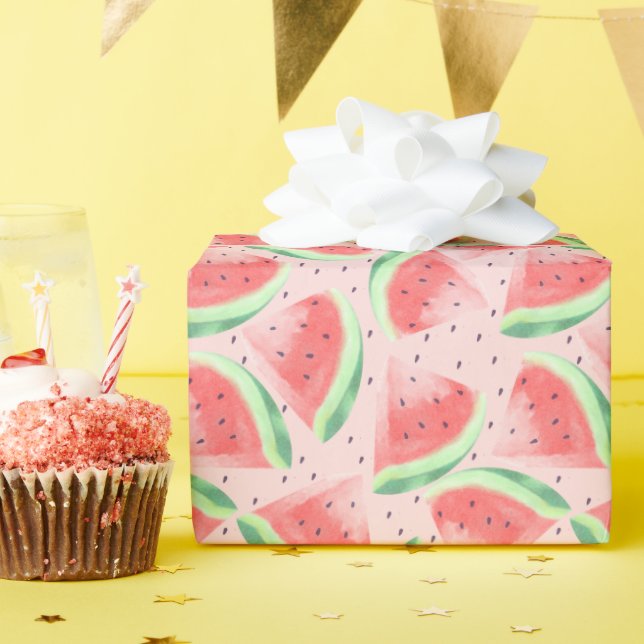 Papier Cadeau Jolie pastèque aquarelle d'été Kawaii (Fête d'anniversaire)