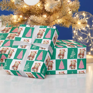 Papier Cadeau Jolie peluche Oear Père Noël Joyeuse fête des arbr