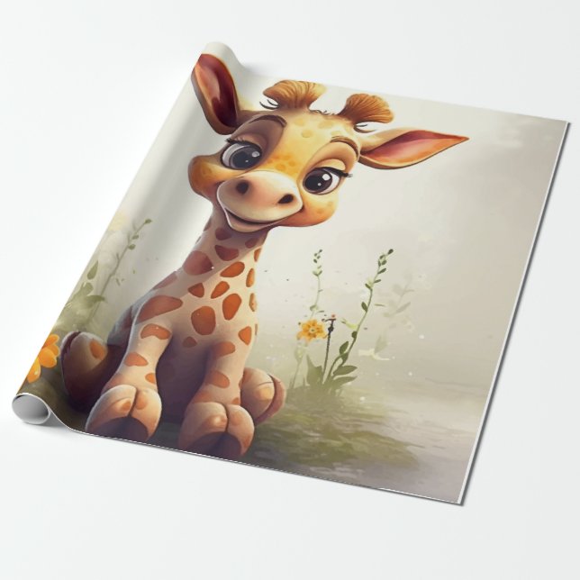 Papier Cadeau Jolie petite girafe (Déroulé)