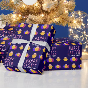 Papier Cadeau Jolie poule de Pâques et oeufs Joyeux Pâques vacan