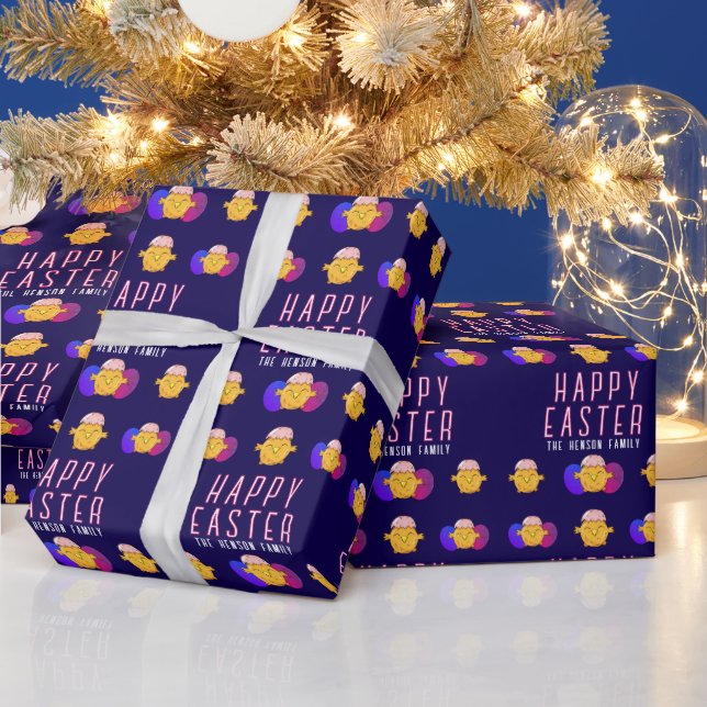 Papier Cadeau Jolie poule de Pâques et oeufs Joyeux Pâques vacan (Vacances)