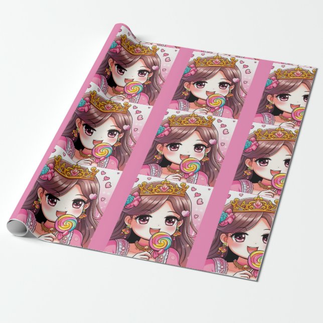 Papier Cadeau Jolie Princesse  (Déroulé)