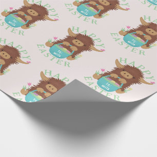 Papier Cadeau Jolie, shaggy Vache Highland conception panier de