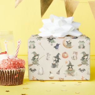 Papier Cadeau Jolie Sorcière Enfants Halloween Anniversaire