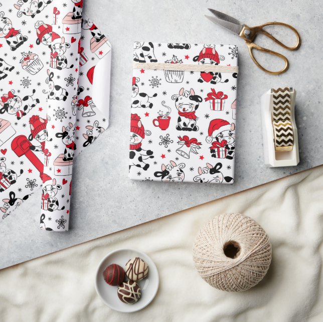 Papier Cadeau Jolie vache de Noël (Artisanat)