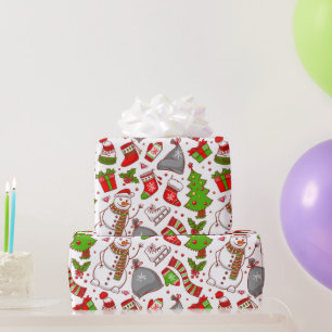 Papier Cadeau Jolie Whimsical Snowman Noël Fêtes Moderne