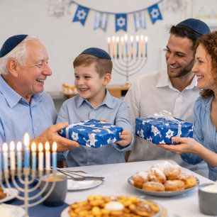 Papier Cadeau Jolies colombes Hanoukka