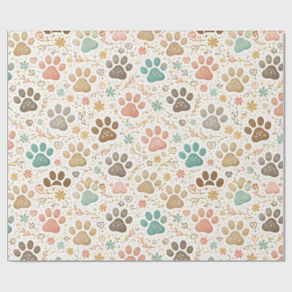 Papier Cadeau Jolies Empreintes de Patte