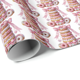 Papier Cadeau Jolies filles carrelées beignets baby shower