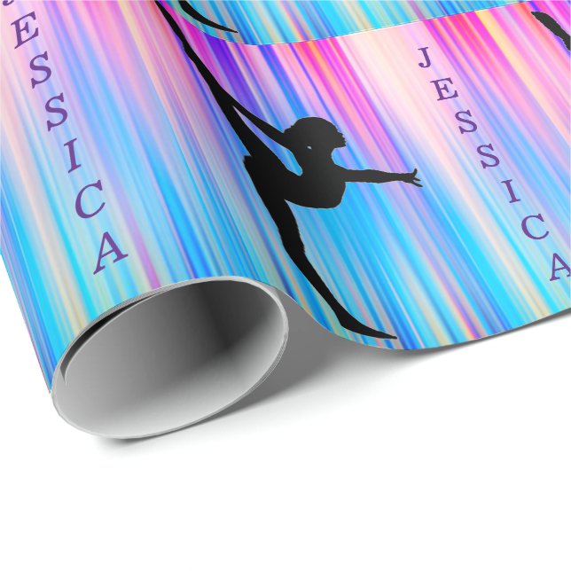 Papier Cadeau Jolies filles Gymnastique Papier d'enveloppement c (Coin rond)