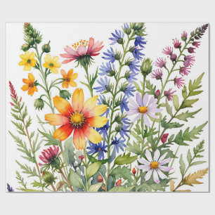 Papier Cadeau Jolies fleurs sauvages colorées peinture à l'aquar