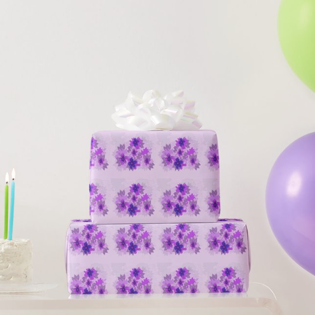 Papier Cadeau Jolies fleurs violettes (Cadeaux de fête)