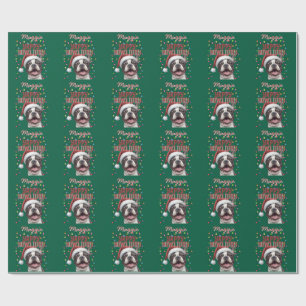 Papier Cadeau Jolies lumières de Noël de Bouledogue Français ver