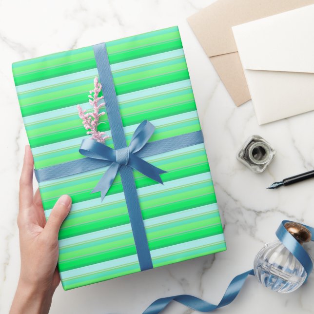 Papier Cadeau Jolies rayures vert aqua (Cadeaux)