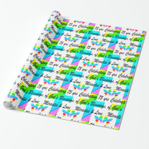 PAPIER CADEAU JOLIMENT PERSONNALISÉ 75E ANNIVERSAIRE CONCEPTION