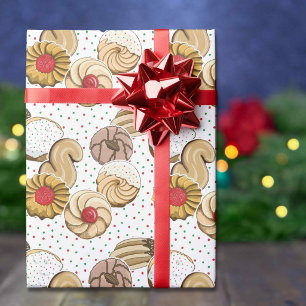 Papier Cadeau Jolis biscuits italiens de Noël avec des points ro