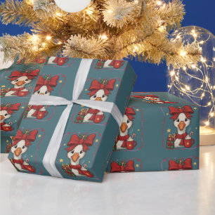 Papier Cadeau Jolis canards de Noël assortis d'oie drôle de fami