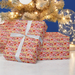 Papier Cadeau Jolis champignons de Noël du Père Noël fantaisiste