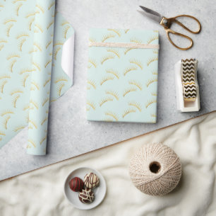 Papier Cadeau Jolis cils dorés menthe Anniversaire