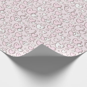 Papier Cadeau Jolis cœurs bulles rose dessinés à la main pour la