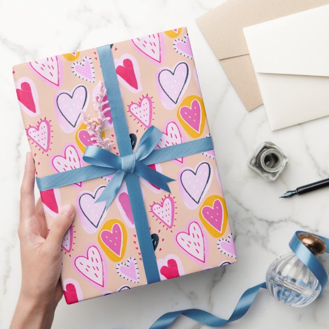 Papier Cadeau Jolis cœurs de la Saint-Valentin et d'anniversaire (Cadeaux)